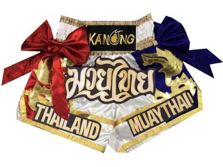 Kanong Muay Thai shorts für Kinder : KNS-128-Weiß
