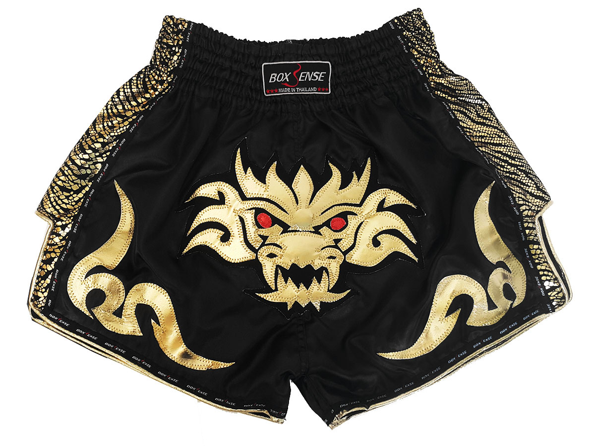 Boxsense Retro Muay Thai shorts - Thaiboxhosen : BXSRTO-026-Schwarz