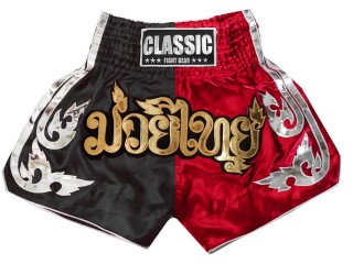 Classic Thaiboxenhose Shorts Hosen : CLS-015-Schwarz-Rot