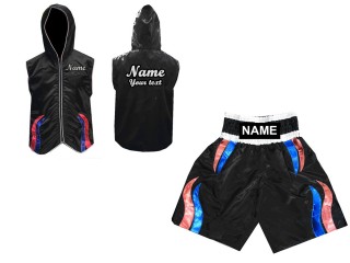 Maßgeschneiderte Hoodies Jacke + Boxen Hosen : KNCUSET-004-Schwarz