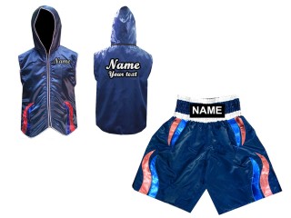 Personalisierte Hoodies Jacke + Boxhosen  : KNCUSET-004-Marine