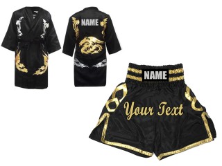 Personalisierte Dragon Mantel + Boxhosen : KNCUSET-101-Schwarz