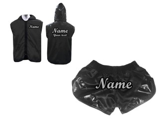 Personalisierte Hoodies +Thaiboxhosen : Set 202 Schwarz