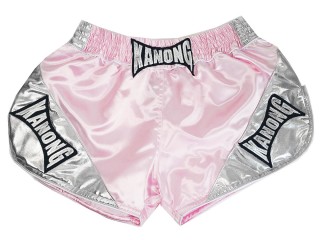 Kanong Frauen Retro Muay Thai shorts : KNSRTO-201-Rosa-Silber