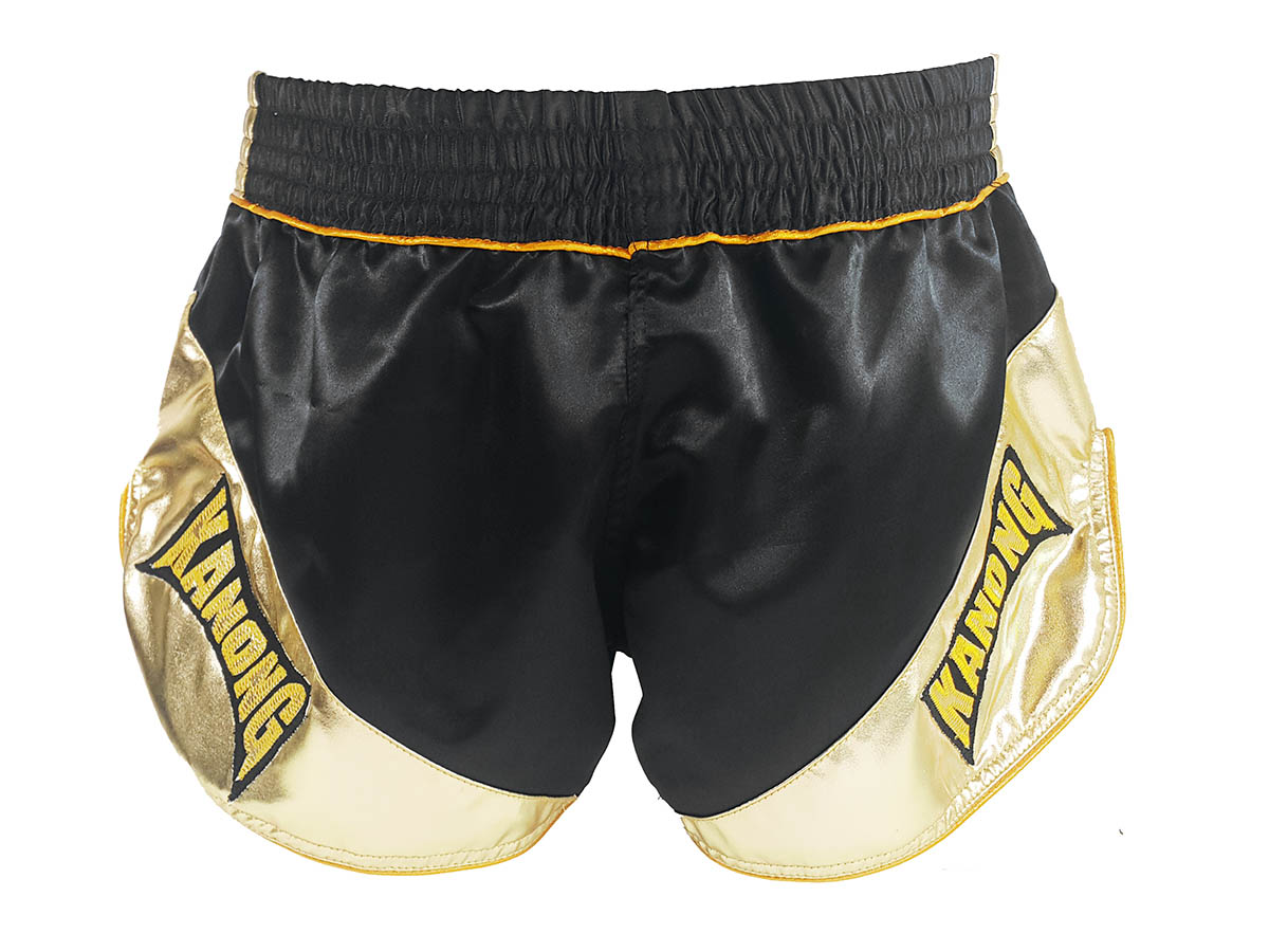 Kanong Frauen Retro Muay Thai shorts - Thaiboxhosen : KNSRTO-201-Schwarz-Gold